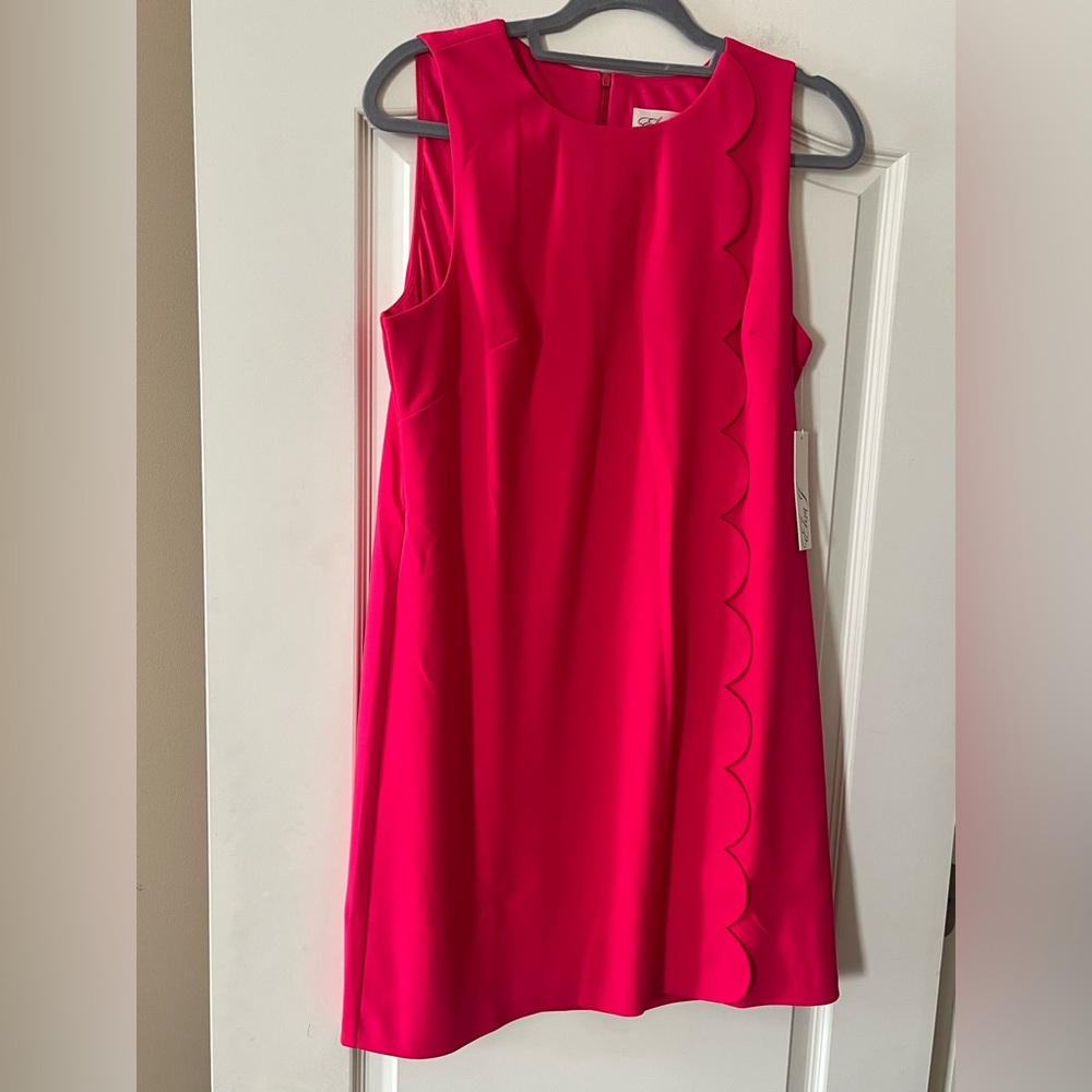 Eliza J Vibrant Pink Scalloped Mini Dress Women Size 12